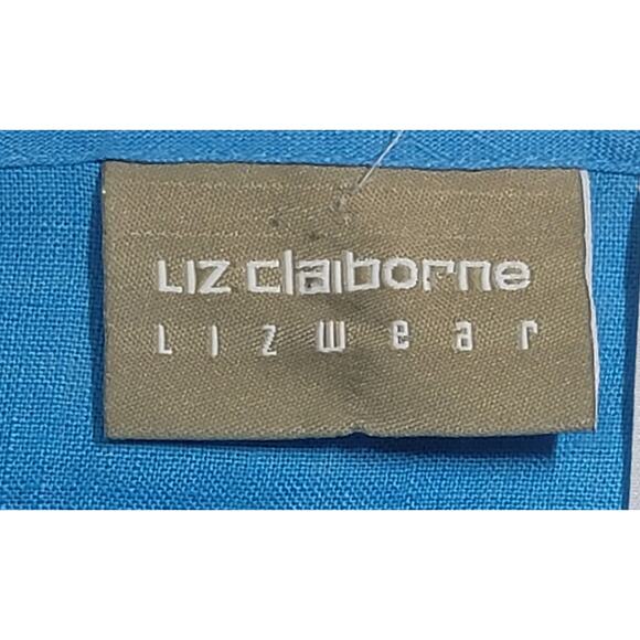 Liz Claiborne Lizwear Blue Button Up Collarless Top XL Lightweight Long Sleeves - Picture 3 of 6